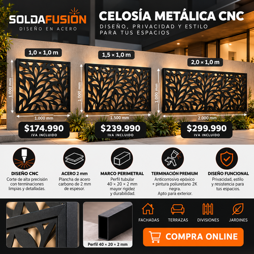 Celosía metálica decorativa en acero cortada con CNC plasma