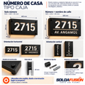 Número de casa metálico tipo caja en acero