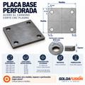Placa base de acero con 4 perforaciones para pernos de anclaje